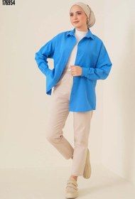 Resim 103901 Oversize Basic Tesettür Gömlek Saks 