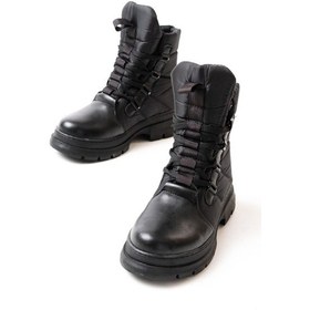 Resim Asm-083 Siyah Bağcıklı Su Geçirmez Kadın Kar Botu-a Siyah Cilt Siyah 