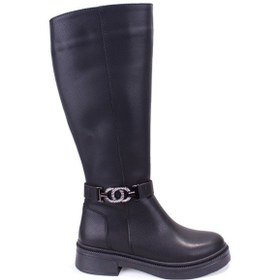 Resim Dagoster Dza07-1275107 Siyah Fermuarlı Düz Topuklu Kadın Çizme siyah 