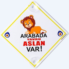 Resim BUTİKPLAKA Akın Otomotiv/dikkat Arabada Bebek Var/pleksi Ikaz Levhası/minik Aslan 15x15 Cm 