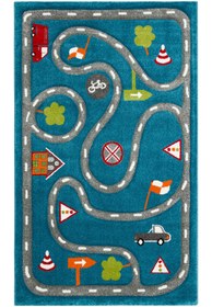 Resim akbel halı & yatak exclusive home design Kids KDS 19 Mavi Gri - Yumuşak Dokulu Hav Toz Vermez Çocuk Halısı 