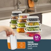 Resim 12'li Hava Geçirmez Saklama Kabı Seti Gri 3x(250-500-750-1200 Ml) Vienev