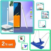 Resim HerEveOyuncak Portatif Metal Kitap Okuma Tablet Standı ve Evrensel Tablet Telefon Çizim Kalemi Seti – X9F7KJ (t7) 