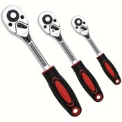 Resim 3 Adet 1/4" 3/8" 1/2" İnç Hızlı Bırakmalı Teleskopik Mandren Anahtar, 24 Dişli Mandren Soket Anahtarı Alet Seti 