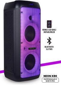 Resim GoldMaster Taşınabilir Şarj Edilebilir Party Box Işıklı Bluetooth Hoparlör 