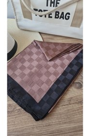 Resim Hint Ipek Dama Desenli Monogram Şal 