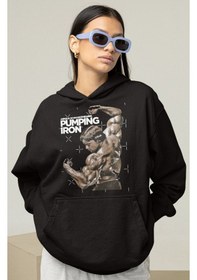 Resim Sevbano Arnold Pumping Iron Bodybuilding Fitness Unisex Oversize Sporcu H Siyah 
