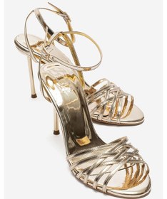 Resim Luvishoes Lorıon Altın İnce Bantlı Kadın Topuklu Ayakkabı 