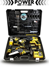 Resim POWER BLACK Profesyonl 6 Lı Set Şarjlı Hilti Şarjlı Taşlama Şarjlı Darbeli Matkap Dal Budama Makası Ve Testeresi 