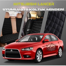 Resim Mitsubishi Lancer Siyah Tay Tüyü Cepli & Terletmez Sırtlı Oto Koltuk Minder Seti - Koruma Kılıfı Ön & Arka Set 