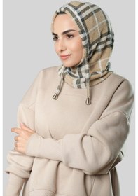 Resim Hürrem Bone Bej Bağcıklı Balaklava Boyunluklu Bere Jakar Ekoseli 2323 12 Bej 
