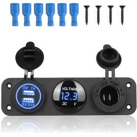 Resim Usb Voltmetre Şarj Soketi 3'Lü Set Tekne Karavan Usb Seti 