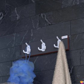 Resim Modilayn Arı 9 Kancalı Banyo Askısı 3' Lü Set 36,4 x 9,6cm Şık Tasarım Ekstra Düzen ve Yer Tasarrufu 