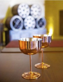 Resim Bakır Şarap Kadehi 2'li Bakır Renk 