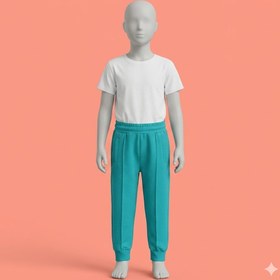 Resim Erkek Çocuk Önde Flota Cepli Beli Lastik ve Kordonlu Nervür Dikişli Jogger Eşofman Altı - Mint Yeşili - 6 Yaş 