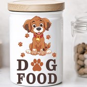 Resim 1 adet Fanyufei Yüksek Kaliteli PVC Köpek Maması Saklama Kutusu Sticker - Kendinden Yapışkanlı Çıkarılabilir Hayvan Baskılı Etiket, Sevimli Karikatür Köpek & Pati İzleri ile, Dayanıklı Yarı Mat Yüzey için Evcil Hayvan Mama Kapları, Ev Dekoru, Oyuncu Mutlu Köpek Maması Saklama, Oyunbaz Mutfak Aksesuarı 
