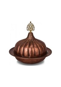 Resim Turna Bakır Paşaçadırı Yuvarlak Sunum Tabağı 30 Cm El Dövme Oksit Turna9058-3 