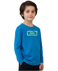 Resim Panios Kids Düz Yuvarlak Yaka Urbaan Baskı Detaylı Erkek Çocuk Sweatshirt Mavi 