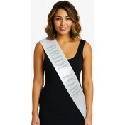 Resim Aspata Store Beyaz Saten Üzerine Kalın Gümüş Bride To Be Kuşağı 