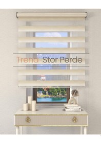 Resim Krem Beyaz Geçişli Etek Dilimsiz Zebra Stor Güneşlik Perde Beyaz-krem 