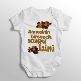 Resim İmaj Tuğbababy Annesnin Bitanecik Kuru Üzümü Yazılı Baskılı Bebek Zıbını Beyaz 