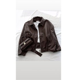 Resim Prifaldi Oversize Bomber Deri Ceket Kahverengı 