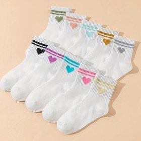 Resim 10 Çift Beyaz Genç Çorap Kalp ve Çift Çizgi Tasarımı ile - Nefes Alabilen Orta-Bacak Çorapları Erkek ve Kızlar için, Tüm Mevsim Konforu, Sadece Elde Yıkama, Gençler Gündelik Giyim, Eğlenceli Gençler Stili, Rahat Gençler Giyim, Gençler Temel Ürünleri, Eğlenceli Desen, Yumuşak Malzeme, Ebeveyn Hediyesi 