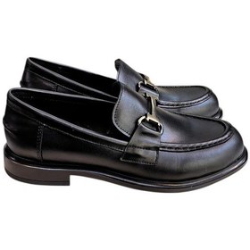 Resim Siyah Hakiki Deri Toka Detay Loafer Siyah 