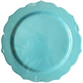 Resim Omeyva Davet Parti Sunum Doğum Günü Turkuaz Renk Sert Plastik Mika Tabak - 22 Cm. - 6 Adetlik Paket 