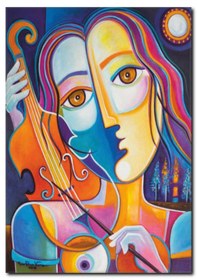 Resim Keman Çalan Kız Soyut Kanvas Tablo Sy-1025 
