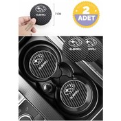 Resim Subaru Premium Modeline Özel Siyah Karbon Bardak Altlığı Subaru Armali Premium 2 Adet 7 Cm Spor Şıklığı İçin 2 Adet 