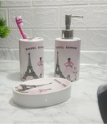 Resim Seramik 3 Lü Banyo Seti Eyfel Kulesi Model 20X20X10Cm Diğer 