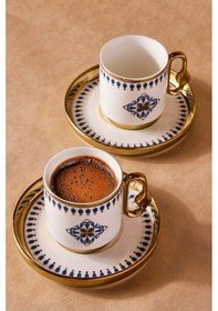 Resim Perotti Cihangir 2 Kişilik 4 Parça Kahve Fincan Takımı 40038 Beyaz - Altın 
