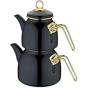 Resim Emaye Çaydanlık Takımı Siyah Diğer 