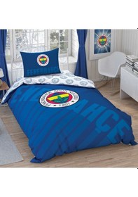 Resim Taç Lisanslı Tek Kişilik Nevresim Takımı Fenerbahçe Lacivert Logo 