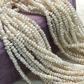 Resim Doğal Tatlısu İncileri Boncuklar 3-4mm 4 Taraflı Parlak Beyaz - 36cm Sap (1.417" Toplu DIY Takı Yapım Malzemeleri Kolye, Bileklik, Küpe için - El Yapımı Mücevherlerde kullanılacak Tedavi Edilmemiş Saf Tatlısu İnciler) 