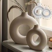 Resim DNEJIU Reçine Döküm Kalıpları, 1 adet S/L Nordic Circle Vase Epoksi Reçine Kalıbı DIY Yuvarlak Çiçek Saksı Silikon Kalıp El Yapımı Alçı Sanat Vazo Kalıbı Ev Dekorasyonu Yapımı Malzemesi 