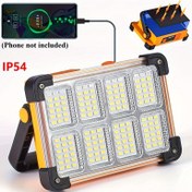 Resim 1 Adet 144LED Şarj Edilebilir El Işığı, Taşınabilir Ultra Parlak Reflektör, Portatif Güneş Enerjili Işık, Ayaklı Aydınlatma, LED Power Bank Işık, Acil Durum Çalışma Işığı / Kampçılık / Balıkçılık için, güneş veya USB şarj 