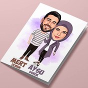 Resim Birbirini Seven Çiftler Karikatürlü Tebrik Kartı 