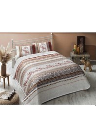 Resim Taç Daria %100 Pamuk Tek Kişilik Pike Takımı Taba Kahverengi 