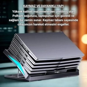 Resim Daisy Home Yükseklik Ayarlı LED Işıklı Turbo 6 Fanlı Notebook Laptop Soğutucu Notebook Laptop Standı 