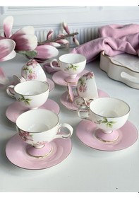 Resim Türk Kahve Fincanı Blossom 6 Kişilik 12 Parça Renkli 