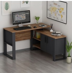 Resim Ares Çalışma Masası Ofis Masası Bilgisayar Masası Ceviz - Antrasit Antrasit - Ceviz 