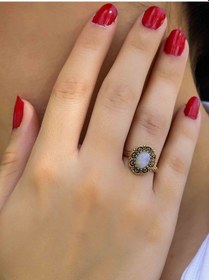 Resim Doğal Taş Aytaşı Doğal Taşlı Antik Model Kadın Ayarlanabillir Yüzük Euy77ay Beyaz 