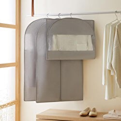 Resim 3'lü Gri Balıksırtı Elbise Kılıfı Set 