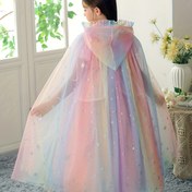 Resim Kızlar için Büyülü Gökkuşağı Kapüşonlu Pelerini - Partiler, Cadılar Bayramı, Noel ve Doğum Günleri için Pastel Tül Kostüm, 3-8 Yaş (Sadece Pelerin), Tatil Kıyafeti | Kapüşonlu Pelerin | Dekoratif Pelerin 