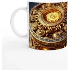 Resim Aslan Burcu Baskılı Kahve Kupası - Zamanın Çarkları Astroloji Mekanizması Vs2 