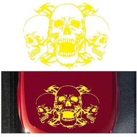 Resim Sones D-923 Üç Kafatası Desen Araba Modifiye Dekoratif Etiket Sarı 