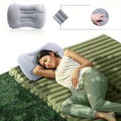 Resim Ultra-Hafif Taşınabilir Şişme Yastık. Sıkıştırılmış Sonrası Kompakt Bir Hacimine Sahip ve Rahat. Kamp, Doğa Yürüyüşü ve Sırt Çantası İçin Boyun ve Bel Desteği Sağlar 