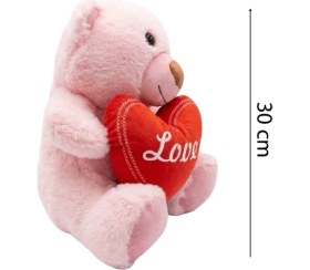 Resim Pufu Toys Kalp Tutan Pelüş Ayıcık Pembe 30 cm 04030 